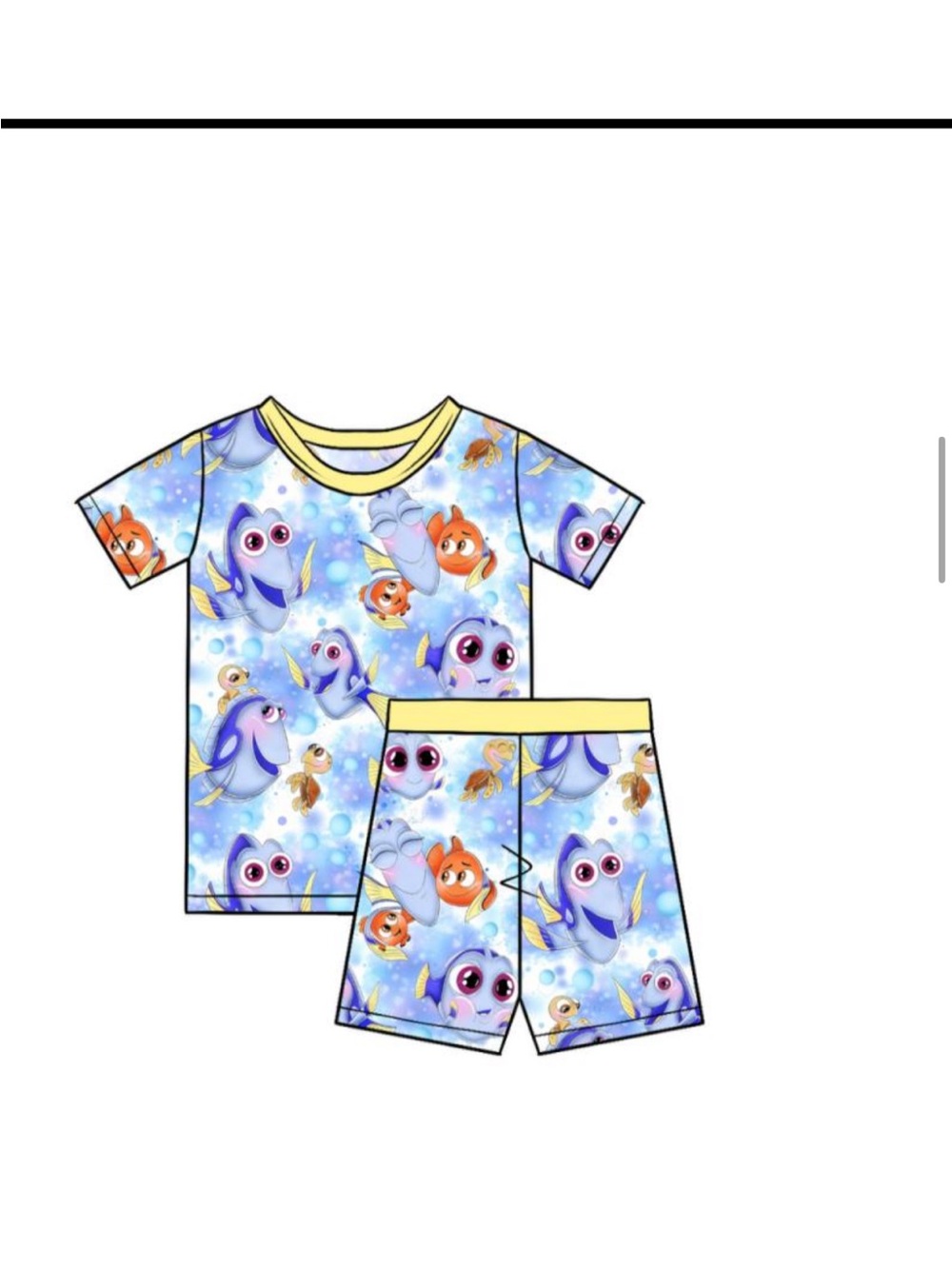 BAMBOO Kids Matching Set - Light Blue and Yellow Fish Print